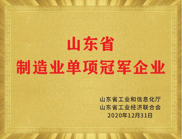 山东省造作业单项冠军企业